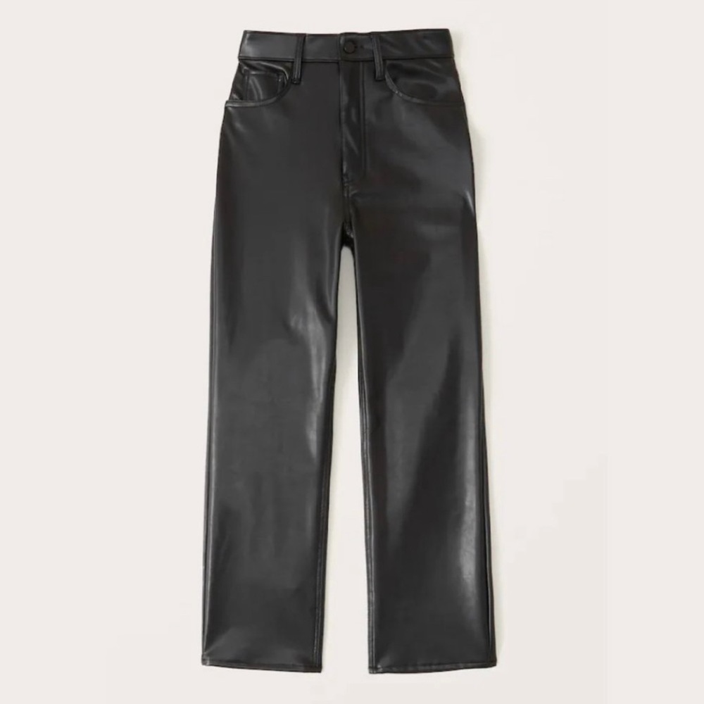 COPY - Abercrombie & Fitch Ankle Straight Ultra High Rise Vegan Leather Pants S…
